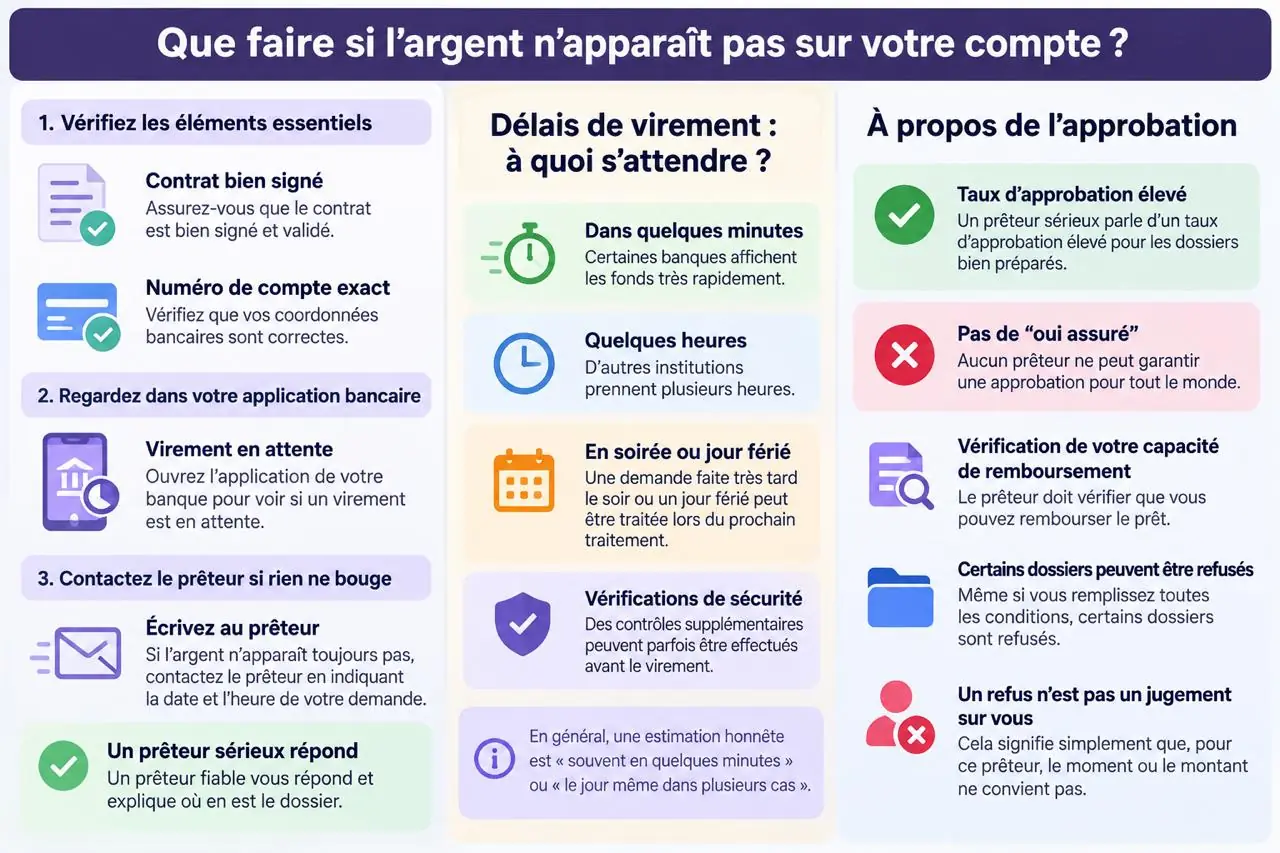 Que faire si l'argent n'apparaît pas sur votre compte: délais de virement et approbation